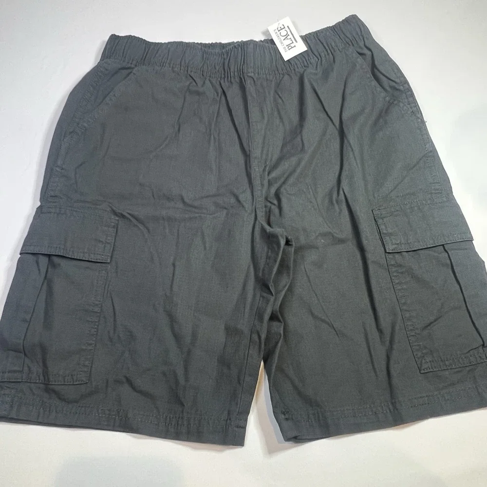 NWT Childrens Place Boys Size 14H Cargo Shorts Gray Uniform Husky Pockets School
